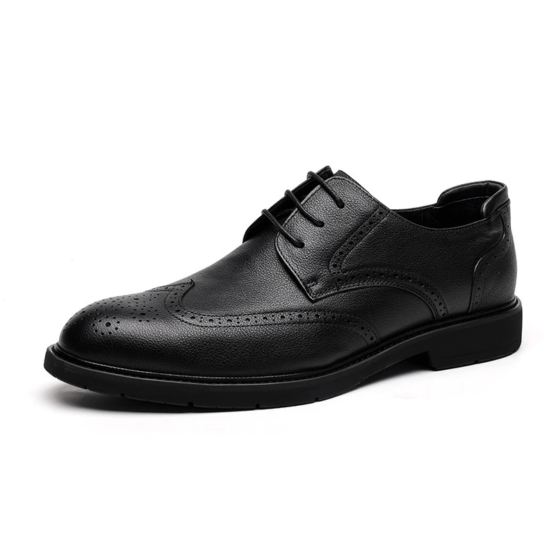Men's leather shoes, first layer cowhide, business British brogue, formal men's leather shoes, soft sole, soft surface