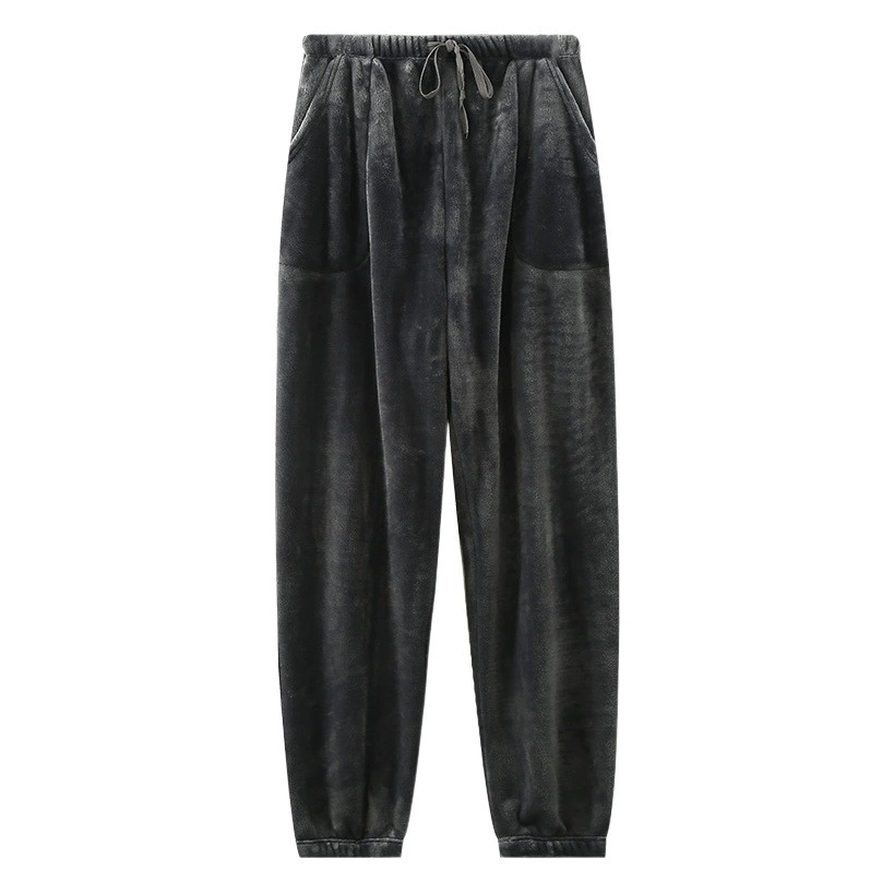 Очень толстые фланелевые пижамные штаны 400 г, Мужские осенне-зимние утолщенные Длинные свободные домашние брюки из кораллового флиса с завязками на щиколотке до щиколотки