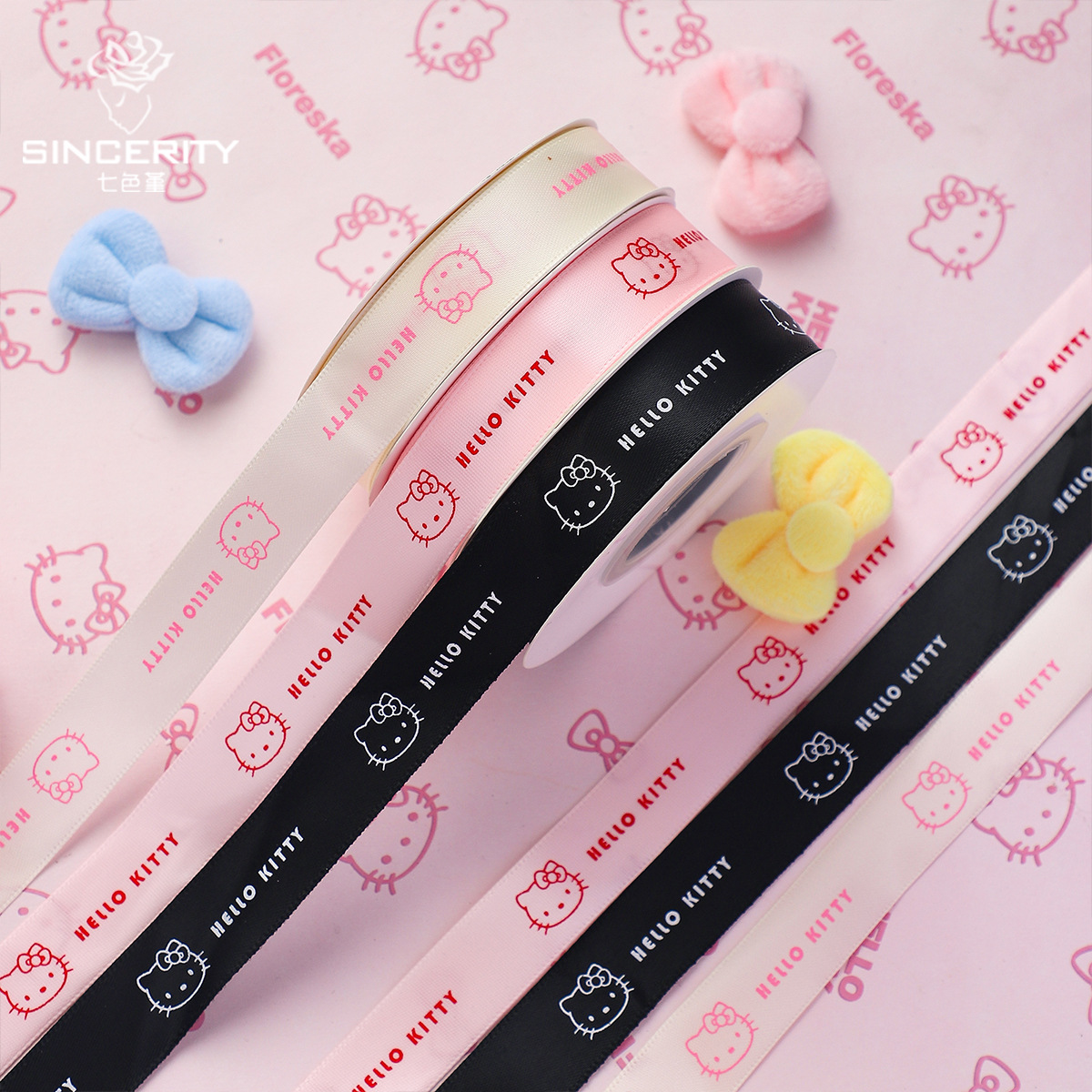 Siete colores cordier adorable Kitty cinta de embalaje de flores cinta DIY hecha a mano arco floral cinta de decoración