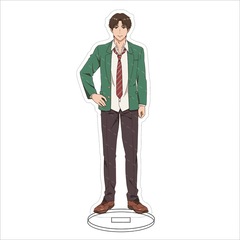 Chi is a girl! Large standing sign featuring Tomo Aizawa, Junichiro Kubota, Misuzu Gundo, and an acrylic figurine.