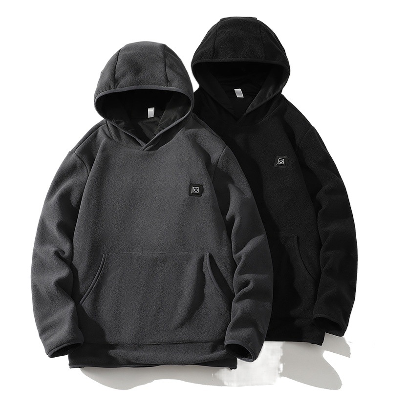 2025 Nueva sudadera con calefacción inteligente, Sudadera con capucha de grano batido para hombres y mujeres, además de terciopelo grueso, transpirable, nueve zonas, tres engranajes para mantener el calor