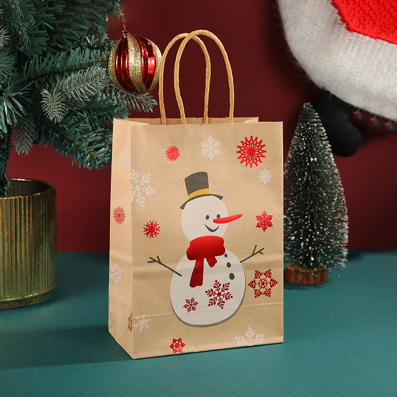 クロスボーダークリスマスポータブル紙袋そりヘラジカクラフト紙袋片面ホットスタンピング包装袋ギフトバッグ卸売|undefined