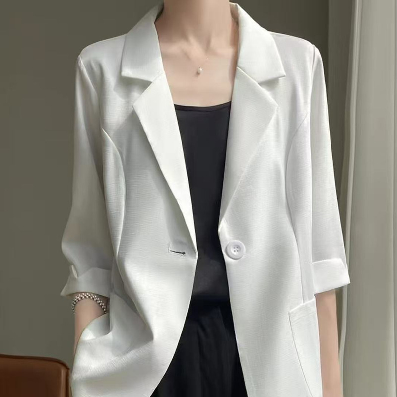 Summer 2026 New Fashion Casual Cropped Jacket Blazer Slim Fit Solid Color Thin Outerwear