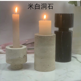 Factory Direct Marble Style Minimalist Candlestick Combination Ornaments Tea Room Study Desktop Home Decorations