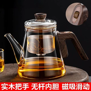 透明色木纹色电陶炉加热保温泡茶壶茶壶专用加厚耐热玻璃茶壶高档