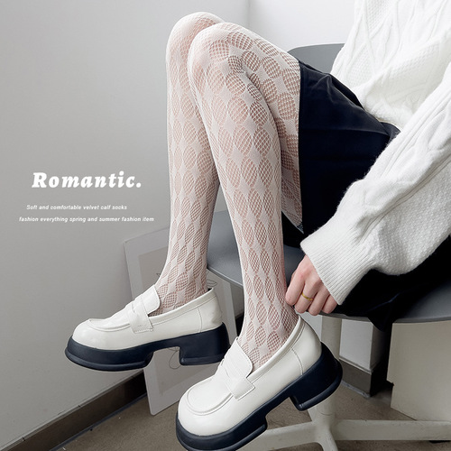 Japanese hollow diamond-shaped one-piece stockings for women in spring and summer, thin and versatile, slim and slim pantyhose manufacturers wholesale