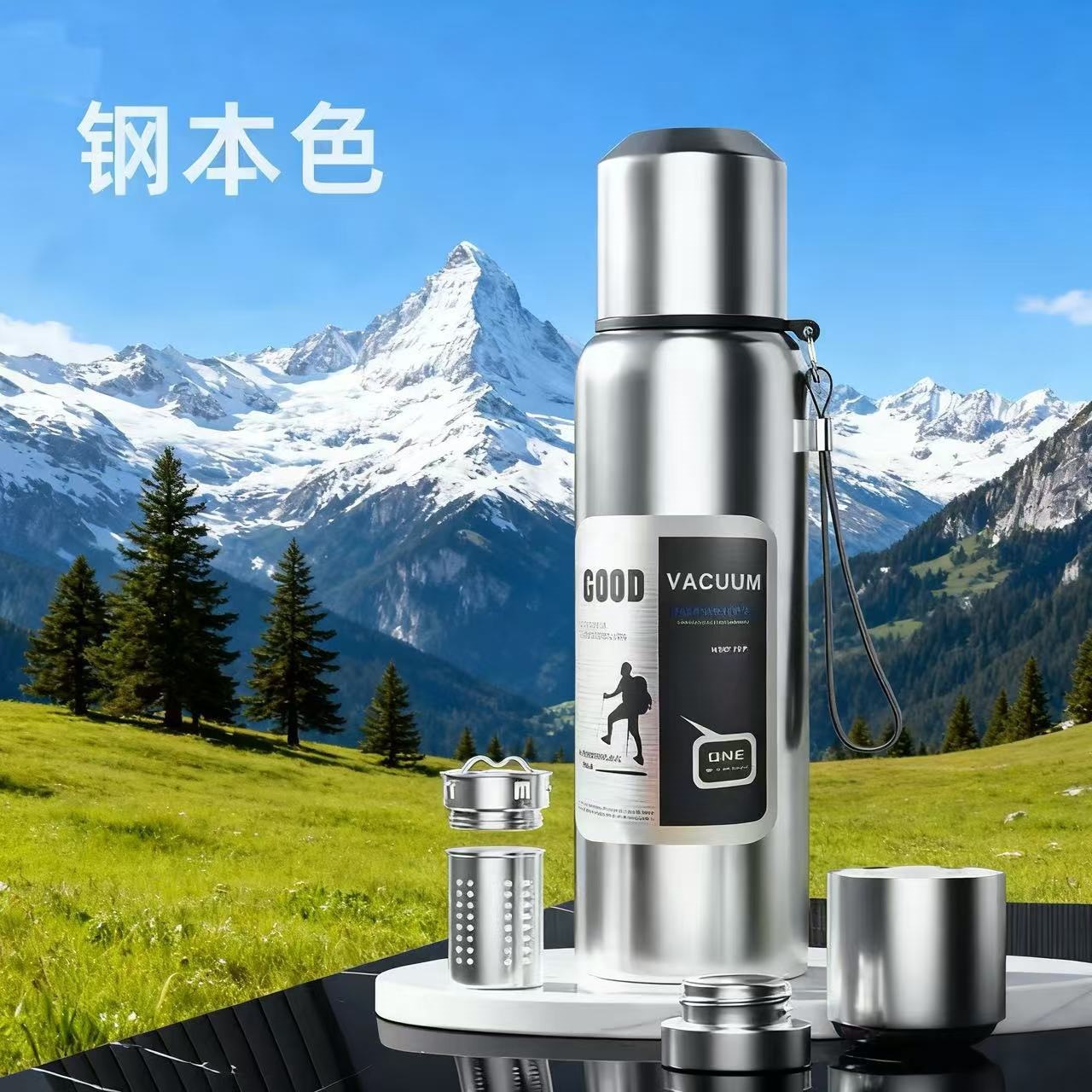 Hot 304 acero inoxidable hombre separación de agua de té de acero todo vacío taza de aislamiento al aire libre taza de agua gruesa de montaña