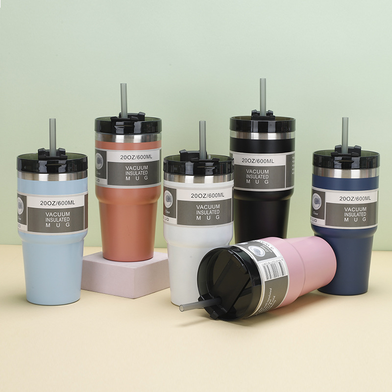 Taza de helado de doble capa 20oz30oz Taza de coche al aire libre taza de café taza de vacío de acero inoxidable taza de paja al por mayor