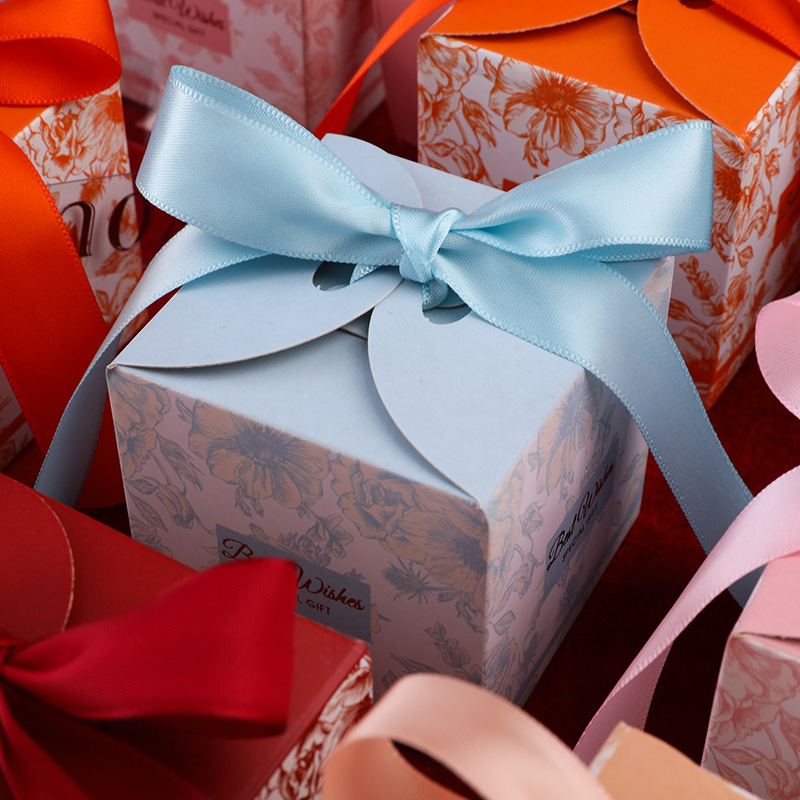 Caja de regalo de caramelo de boda creativa Europea Mori dorado plegable caja cuadrada estilo de tinta tema boda caja de caramelo