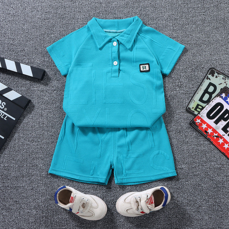 New Kidsren's Short-Sleeved Suit Boys Fashion Shorts Suit Summer Girls Casual Sportswear Polo Shirt Kidsren's Clothing