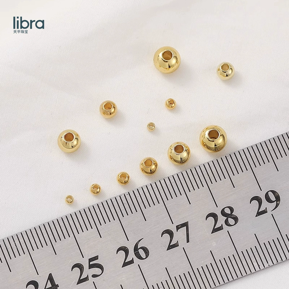 14K18k Древний французский песок золотой цвет маленький золотой шарик светлая поверхность сплошной медный шарик разбросанный шарик diy бусы ручной работы аксессуары круглый шарик