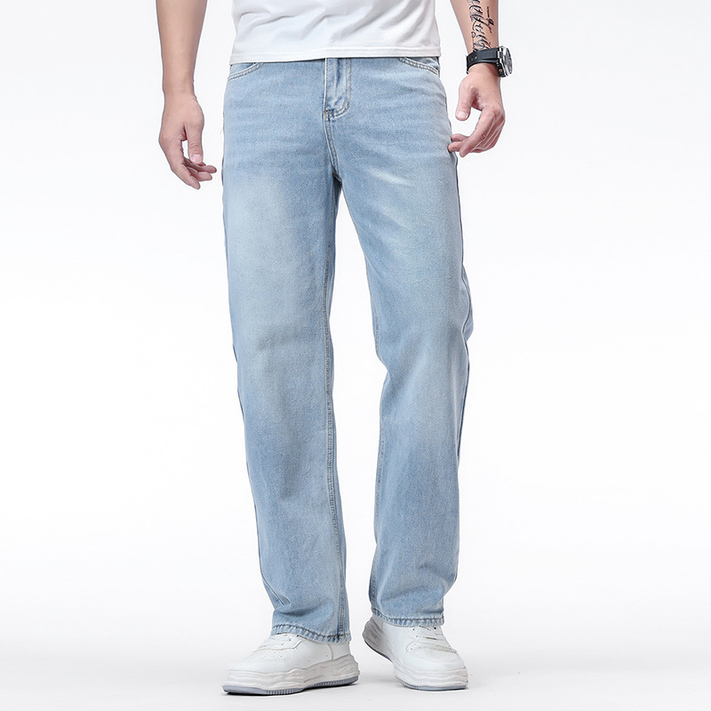 plus size Loose Men's Jeans Pants for Fatty Men All-match Loose Straight American Style Washed Summer Long Pants for Men
