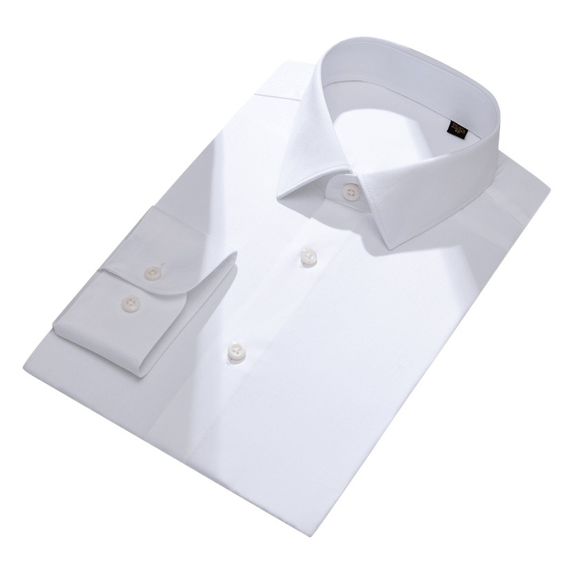 140 3 hilos de algodón DP listo para usar no planchar camisa blanca de manga larga para hombres de negocios de alta gama para hombres