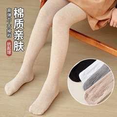 批發女童春秋季薄款白色打底褲襪外穿棉豎條紋腳底防滑兒童連褲襪