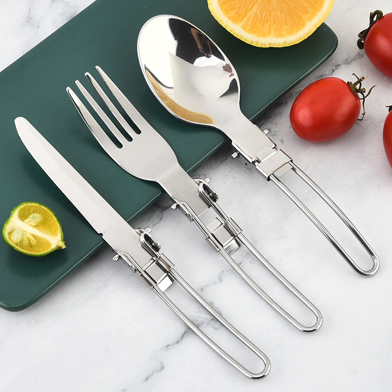 스테인레스 다기능 식기 야외 캠핑 콤비네이션 나이프와 포크 스푼 스텐 나이프와 포크 스푼 3 피스 식기용