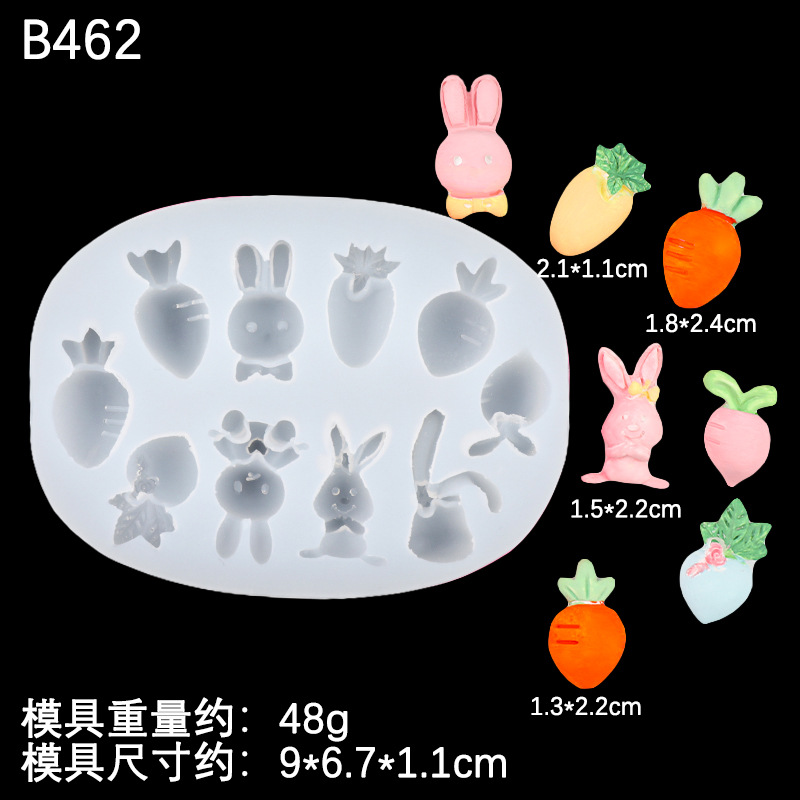 Molde de silicona de conejito de dibujos animados fondant molde de silicona para hornear en forma de rábano molde de decoración de pastel de chocolate de bricolaje