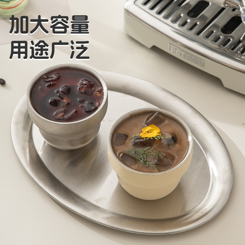 Taza de acero inoxidable de nicho superior Taza de agua potable doméstica Taza de menú Taza de mano Taza de café Latte