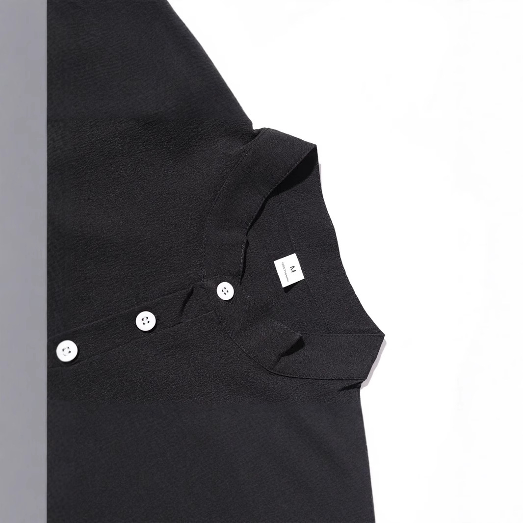 Cross-Border Summer New European And American Men's T-Shirt Henley Shirt Casual Loose Shorts Short-Sleeved Solid Color_voghion.com