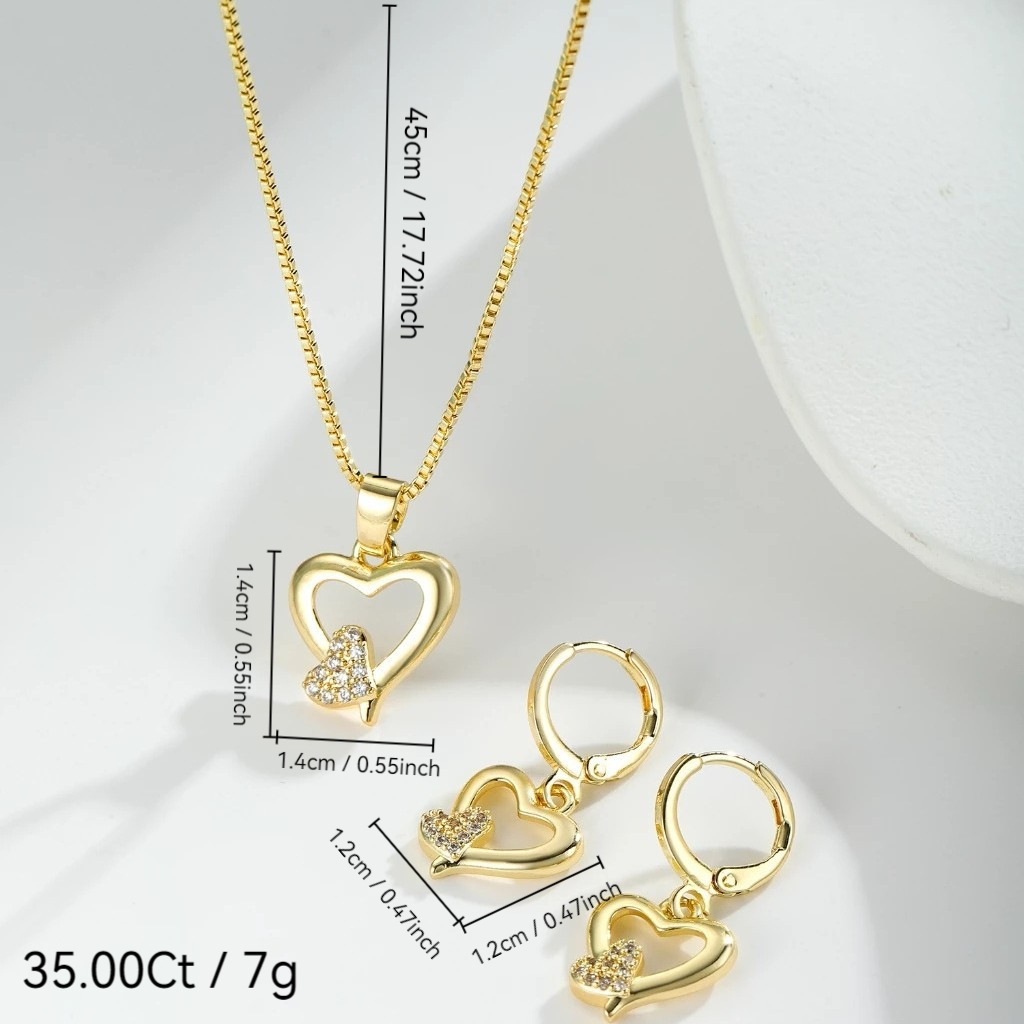 Comercio electrónico transfronterizo explosión colgante de amor ligero lujo nicho exquisito cadena clavícula aretes en forma de corazón conjunto de joyas de orejas image 5