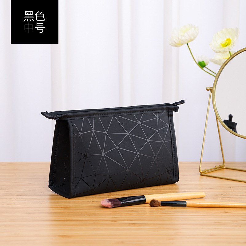 菱形 PU 化粧品バッグポータブル大容量防水トイレタリーバッグ多機能旅行化粧品口紅収納袋|undefined