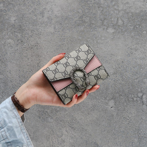  New Women's Wallet Women's Short Fashion Live Broadcast Multiple Card Slots Three-fold Buckle Wallet Foreign Trade One Piece Dropshipping