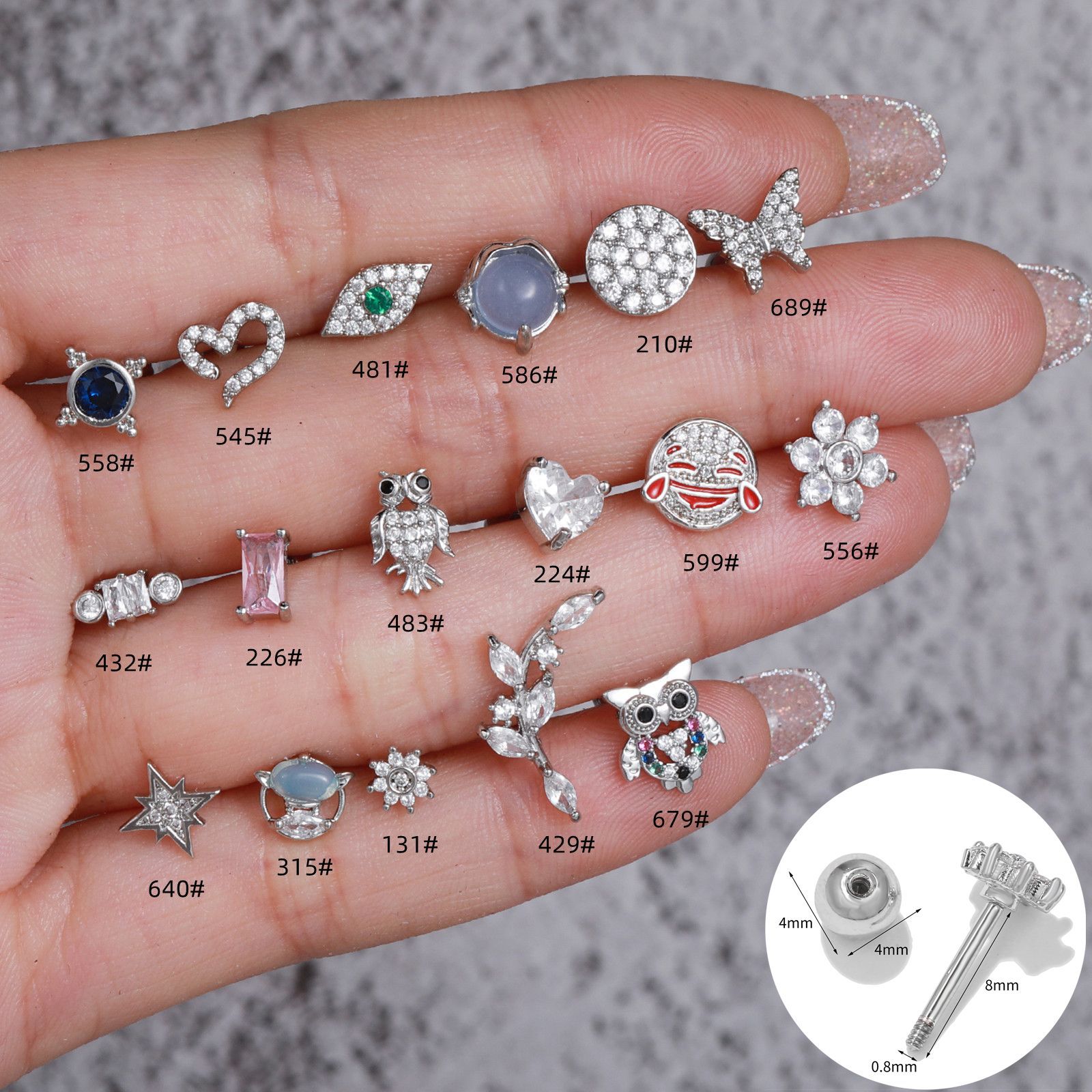 Fashion Geometric Brass Inlay Zircon Ear Studs 1 Piece