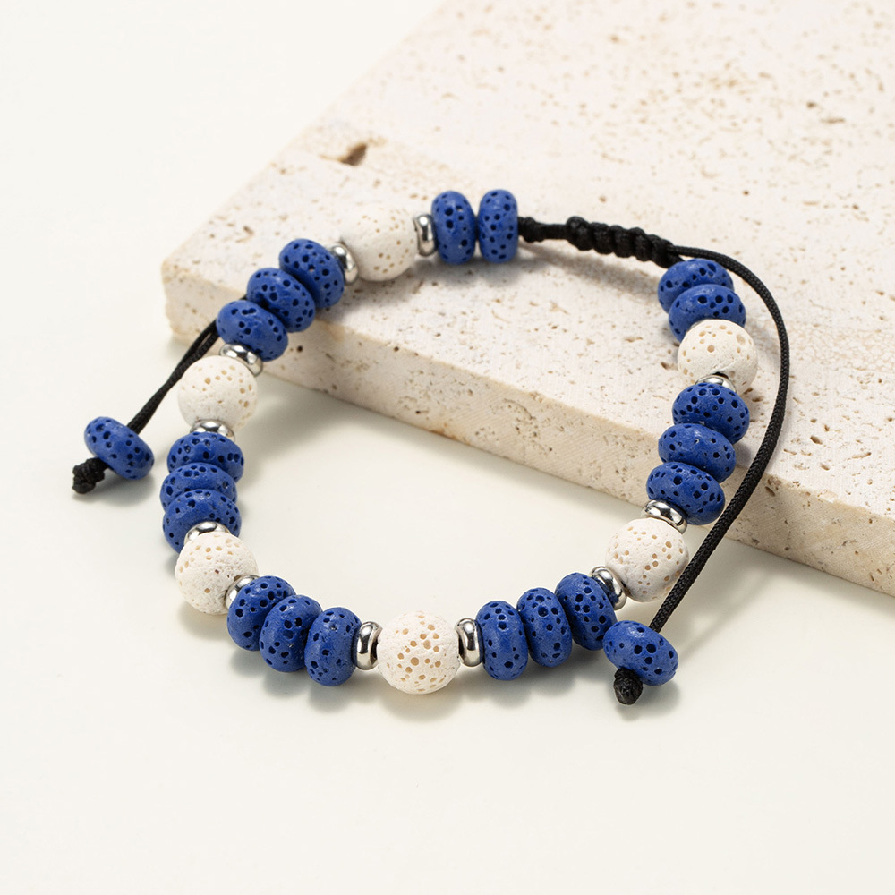 Casual Simple Style Geometric Volcanic Rock Drawstring Bracelets In Bulk display picture 35