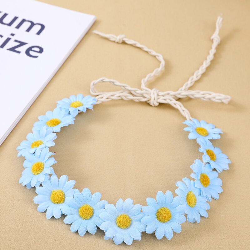 11輪の小さい太陽の花の頭の飾りの小さい清新なシミュレーションのデイジーのボヘミアンの休暇の海辺のお下げの髪の女性|undefined