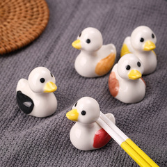Cute Little Yellow Duck Ceramic Chopstick Holder, ZAKKA Duck Craft, Dining Table Decor, Small Home Chopstick Stand