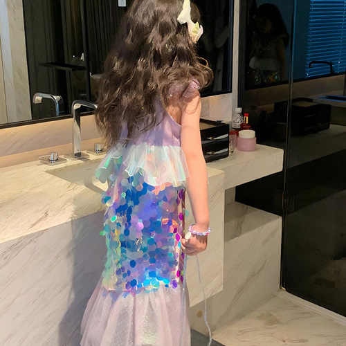 Princess Ariel's Sequin Mermaid Tail Dress  New Style Trendy Formal Gown