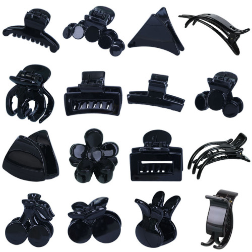 DIY Cream Glue Puffy Hair Clip Accessories – Black Mini Geometric Small Claw Clips, Traceless Bangs Clips