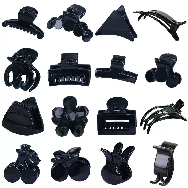 Набор зажимов для волос — assorted black crab pins & маленькие зажимы, разнообразные формы, 1.5–13 см
