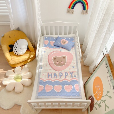 2021新款大版数码印花儿童卡通乳胶凉席三件套婴儿床冰丝凉席批发|ru