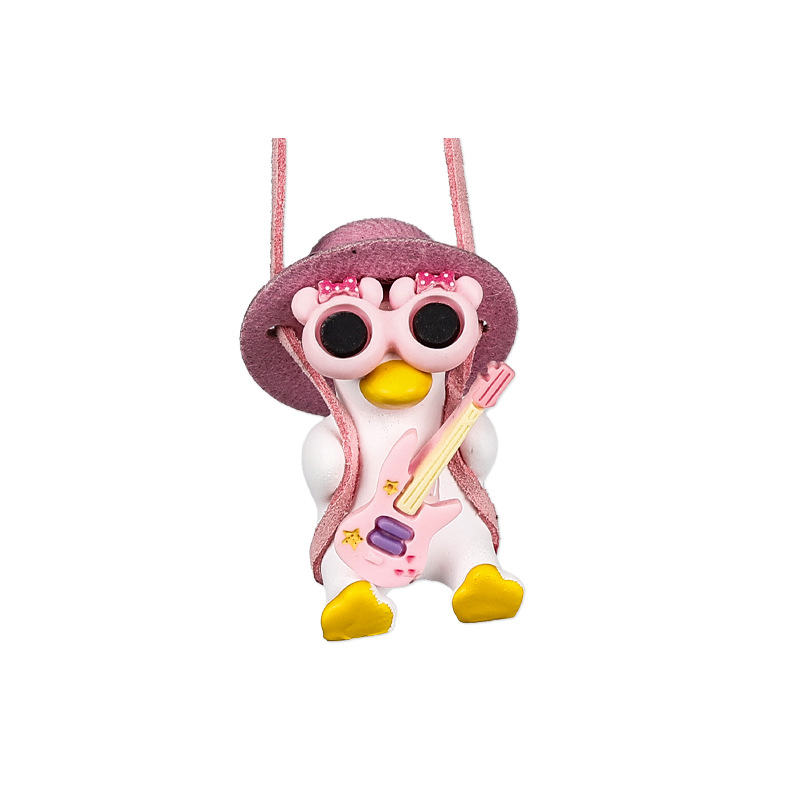 Swing Duck Pink Hat Duck Car Interior Pendant for Women, Popular Car Hanging Decoration for Rearview Mirror