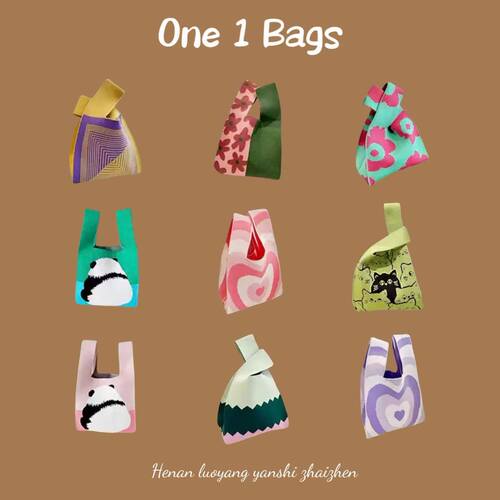 Ins Knit Bag Handmade Luggage Bag for Women Water Bucket Bag Handheld Bag Backless Bag Tote Bag Rice Bucket Bag