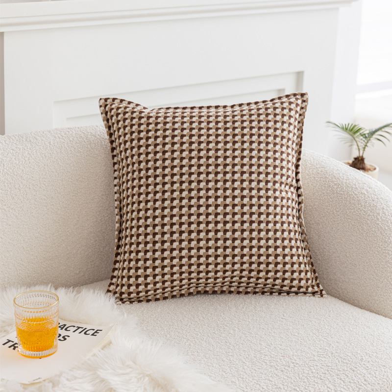 Crema de alto nivel retro viento nudo abrazo funda de almohada sofá cama cama marrón almohada de cintura cojín núcleo ventana flotante