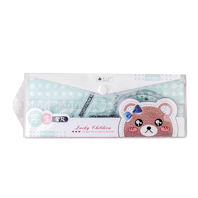 Ruler, set for elementary school students, cute children's teaching stationery for men and women, 4 piece set, wholesale