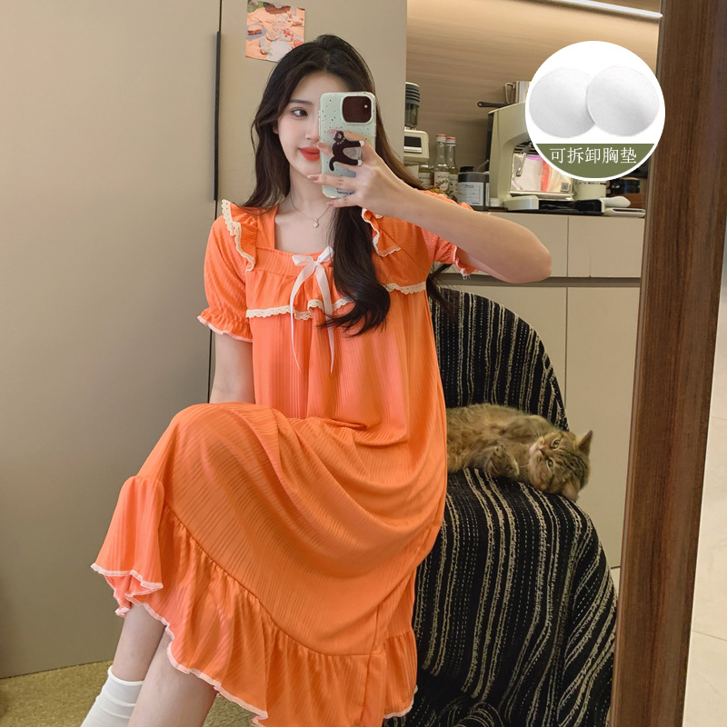 Fábrica directa de verano pijama chica tira de leche pijama con almohadilla de pecho dulce ropa de hogar largo comercio exterior