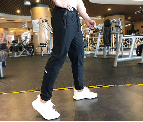 Running Sportswear Casual Ultra Elastic Breathable Sweat Absorbent Quick Dry Ice Silk Bundled Foot Pants Loose Straight Tube Training Fitness Wholesale 