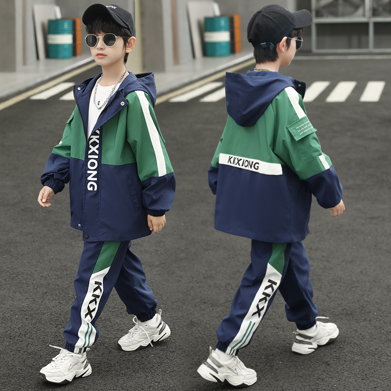 Sportanzug Für Kinder Jungen Kapuzenpullover Zweiteiler Set_voghion.com