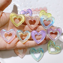 塑料配件批发diy配件手工材料鞋扣帽子贴片跨境配饰极光镂空爱心