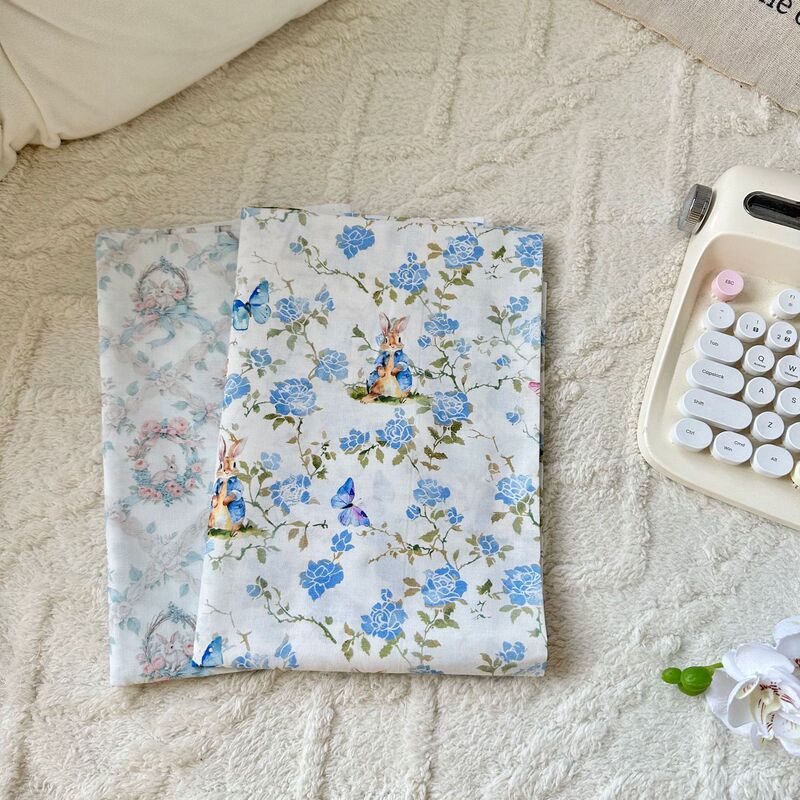 cotton 60 digital printing fabric cartoon peter rabbit floral cloth women's clothing children's dress clothing fabric