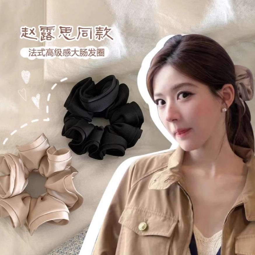 Lo mismo estilo de Ruth ~ estilo retrógrado francés de borde de hongo de intestino anillo de cabello de satén de alta calidad para mujeres plegadas de alta gama cuerda de cabello temperamento