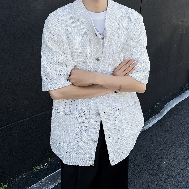 Retro knitted summer thin shirt