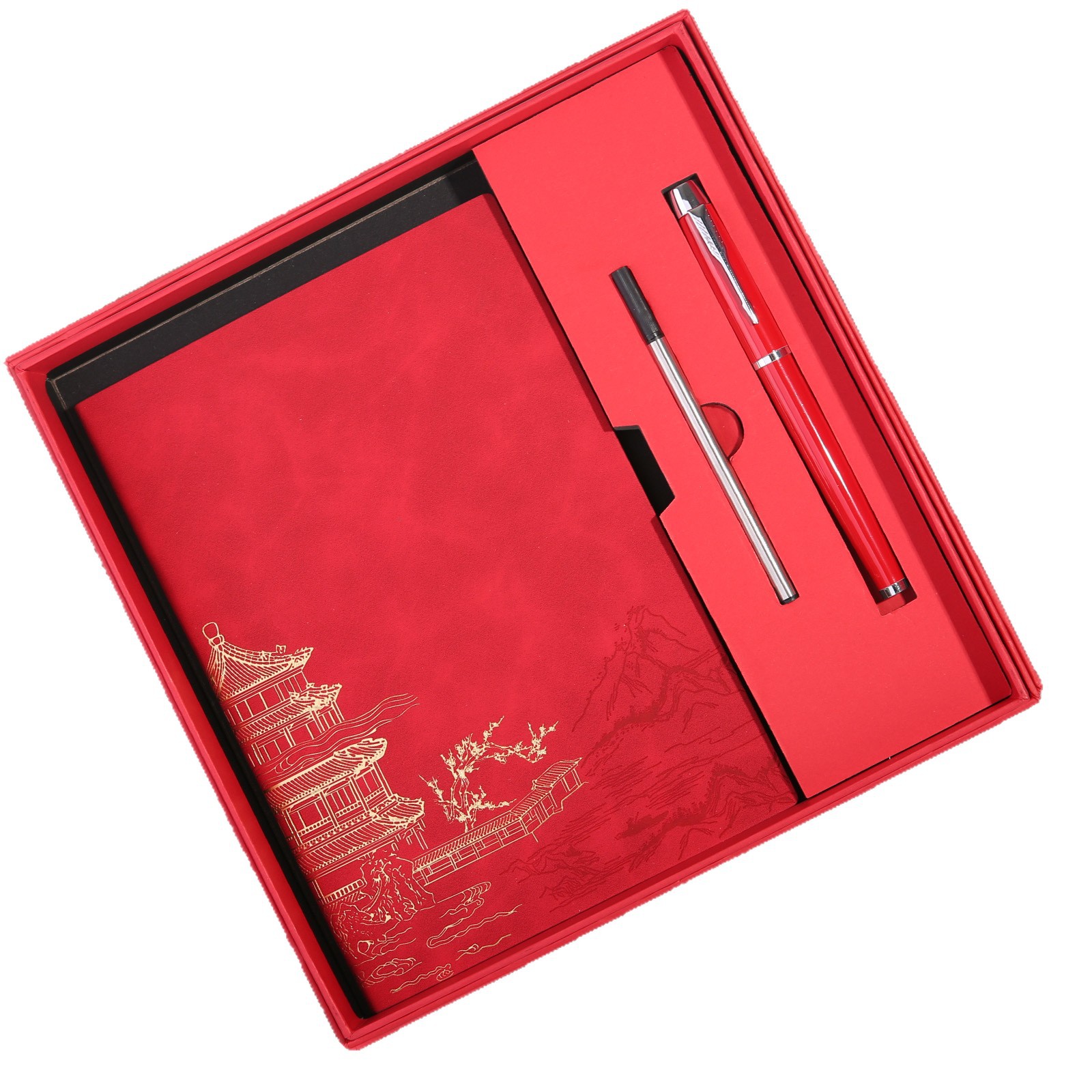 Chinese Style A5 Notebook Gift Box Set with Customized Logo, High-Quality Business Meeting Notepad, Souvenir Gift