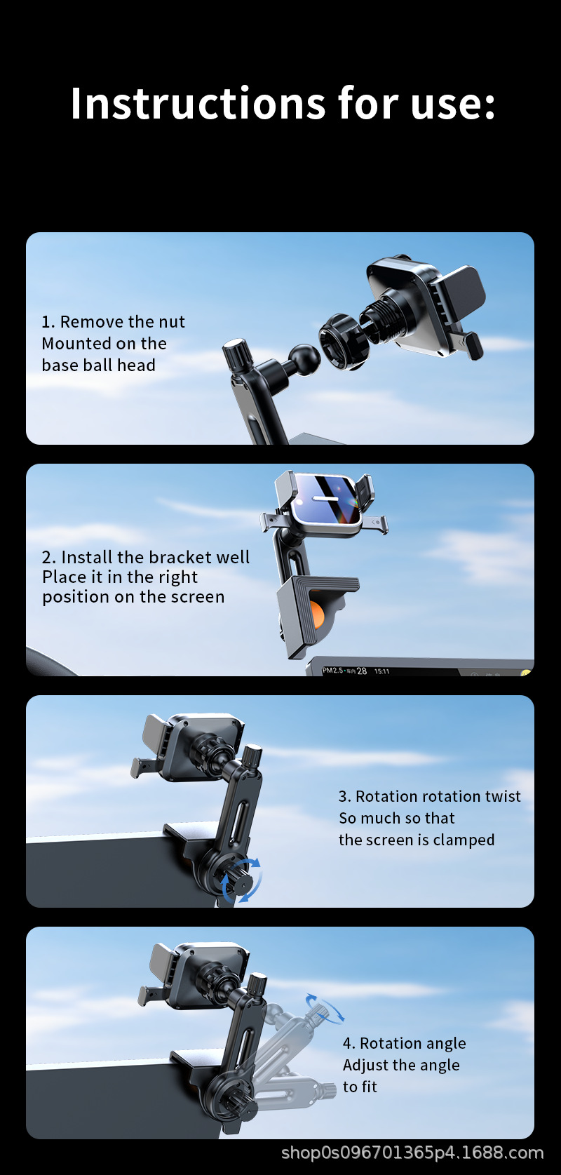New Cross-Border Car Phone Holder with Floating Screen Navigation Base Display Screen Central Control Screen Phone Holder Navigation Device
