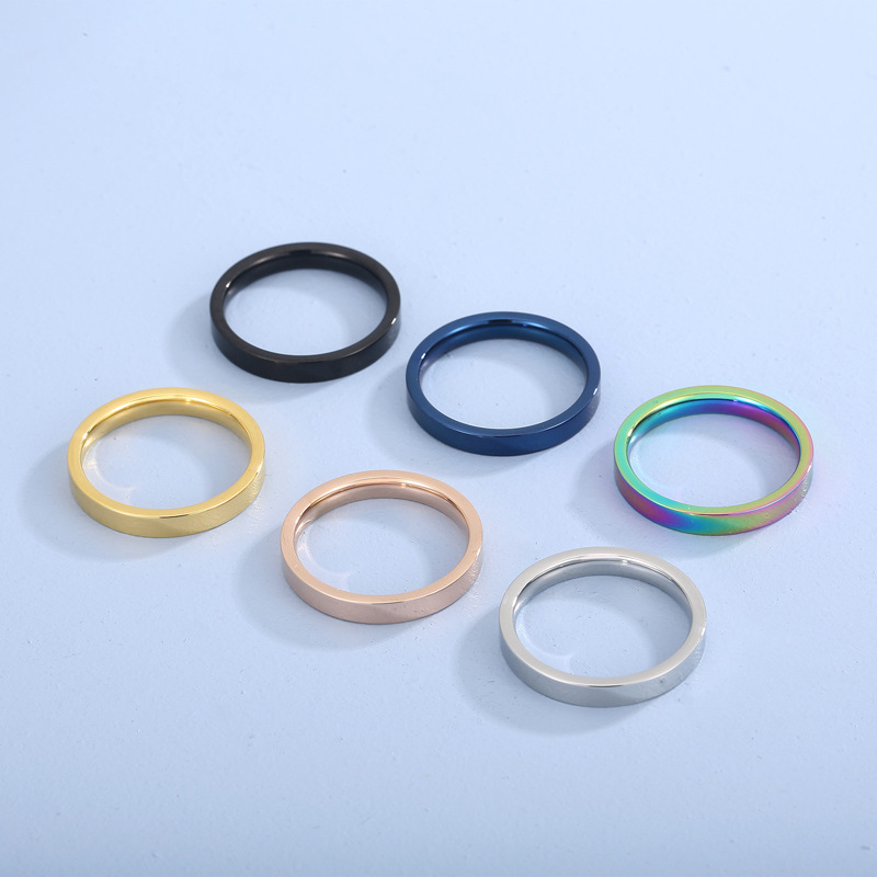 PVD Coated Gold Plating Process 18K Gold Plated Plating Material PVD Coated 18K Gold Plated Round Stainless Steel Fashion Waterproof Non Tarnish Rings