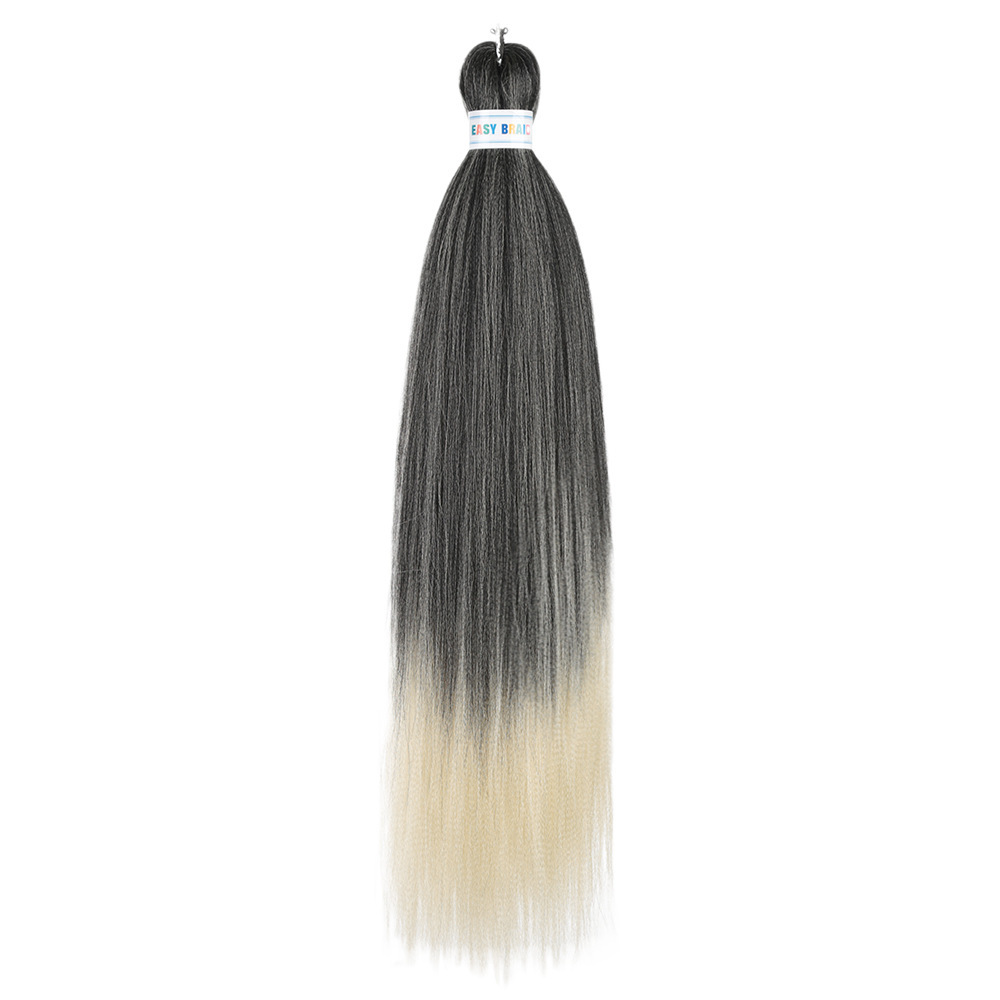 Trenzas fáciles de hacer de 26 pulgadas, cabello sintético colorido, trenzas grandes EZ, fibra sintética de baja temperatura, color degradado, cabello largo y liso.