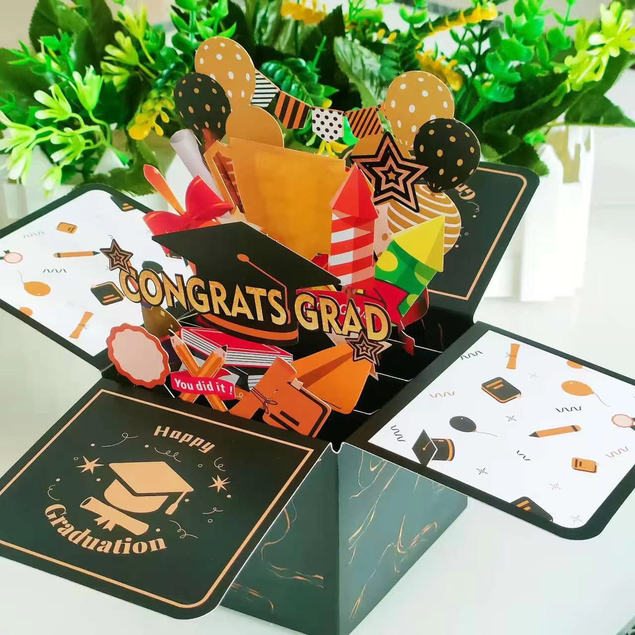 新款畢業快樂立體盒賀卡 畢業祝福GRADUATION