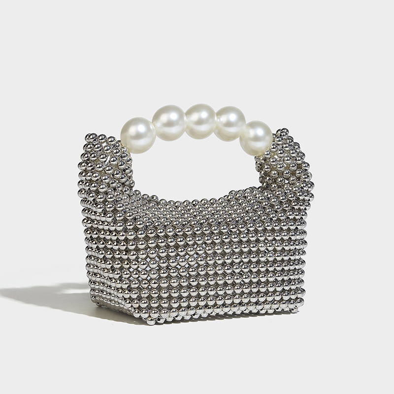 Perlina in stile francese Ins con design cavo, dolce ragazza versatile perla tenuta in mano, croce diagonale a spalla singola intrecciata a mano_voghion.com